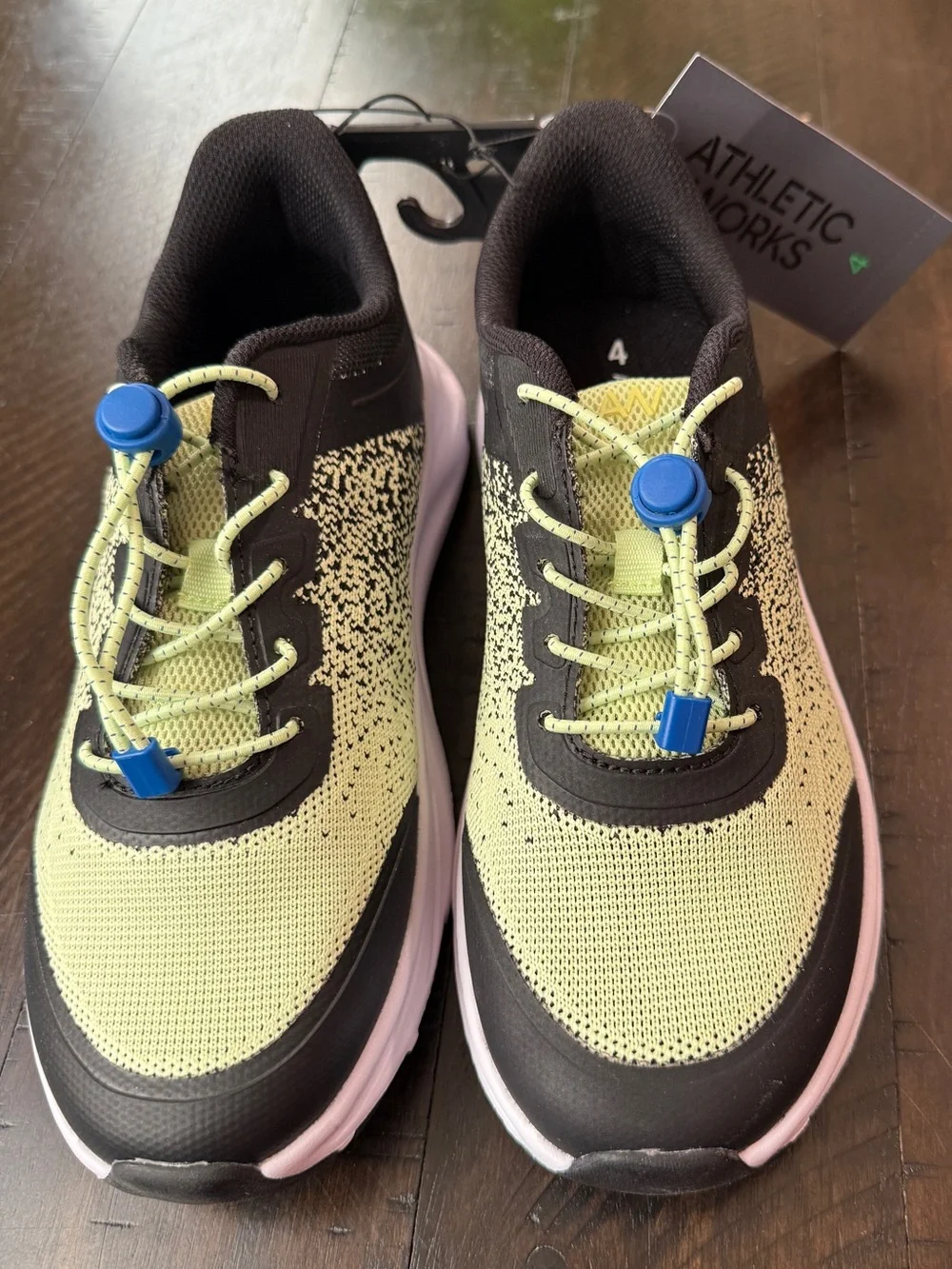 NWT Boys Athletic Works Kids Olive Green & Black Sneaker w/White Sole Big Boy 4